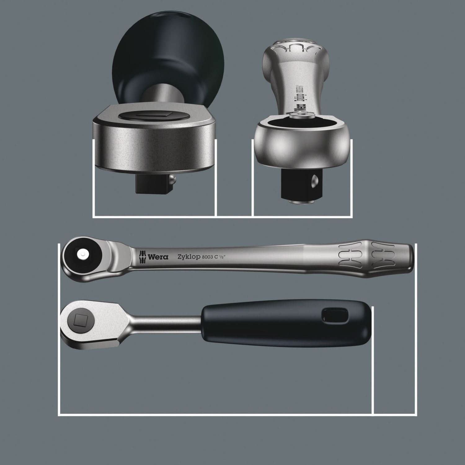 Wera 8100 Sa 7 Zyklop Metal Ratchet Set With Push-Through Square, 1/4-in. Drive, Metric, 28-Pieces