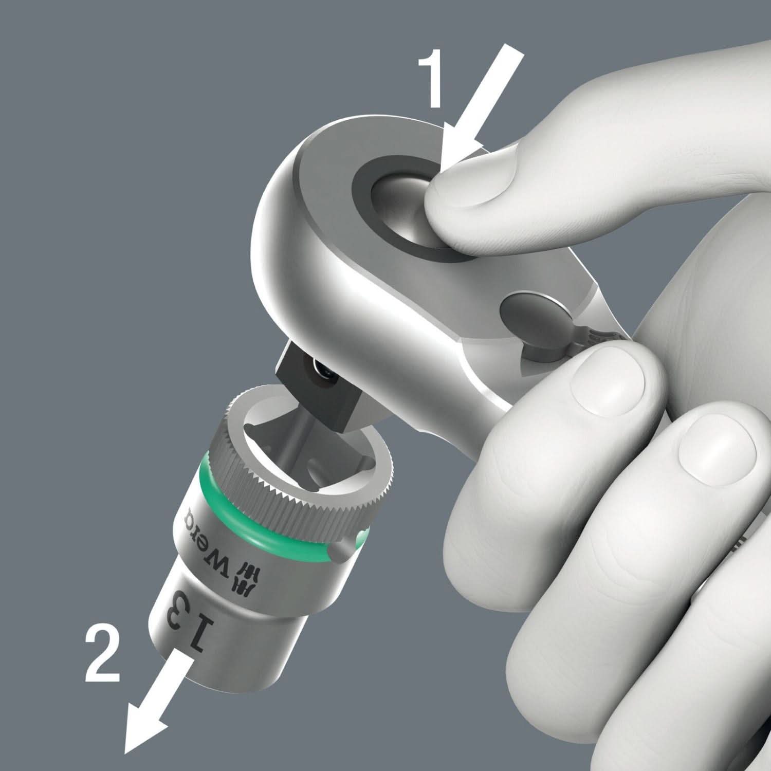 Wera 8100 Sa 10 Zyklop Metal Ratchet Set With Push-Through Square, 1/4-in. Drive, Imperial, 28-Pieces
