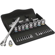 Wera 8100 SB 10 Zyklop Metal Ratchet Set With Push-Through Square, 3/8-in. Drive, Imperial, 29-Pieces
