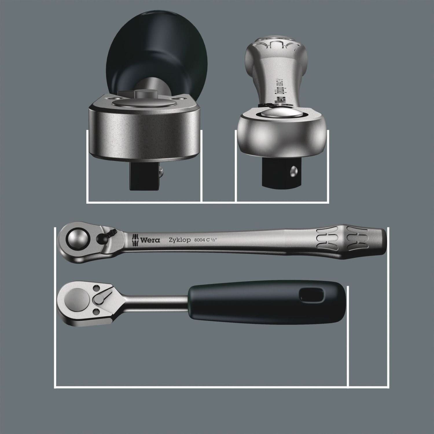 Wera 8004 C Zyklop Metal Ratchet With Switch Lever And 1/2-in. Drive, 1/2-in.x281-mm.