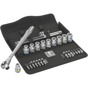 Wera 8100 Sc 7 Zyklop Metal Ratchet Set With Push-Through Square, 1/2-in. Drive, Metric, 28-Pieces