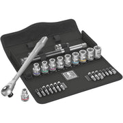 Wera 8100 Sc 10 Zyklop Metal Ratchet Set With Push-Through Square, 1/2-in. Drive, Imperial, 28-Pieces
