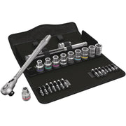 Wera 8100 Sc 11 Zyklop Metal Ratchet Set With Switch Lever, 1/2-in. Drive, Imperial, 28-Pieces