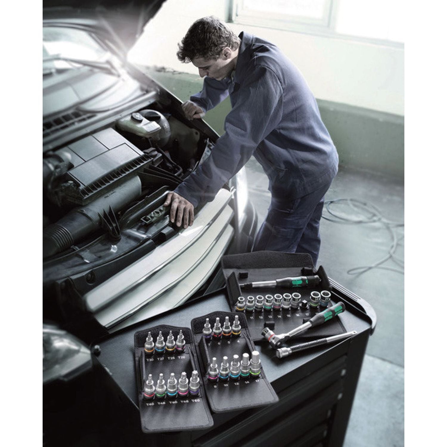 Wera 8006 Sc 1 Zyklop Hybrid Ratchet Set, 1/2-in. Drive, Metric, 13-Pieces