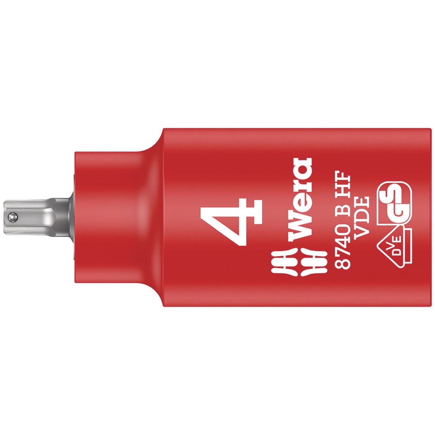 Wera 8740 B VDE Hf Zyklop Hex Bit Socket, Insulated, With Holding Function, 3/8-in. Drive, 4x55-mm.