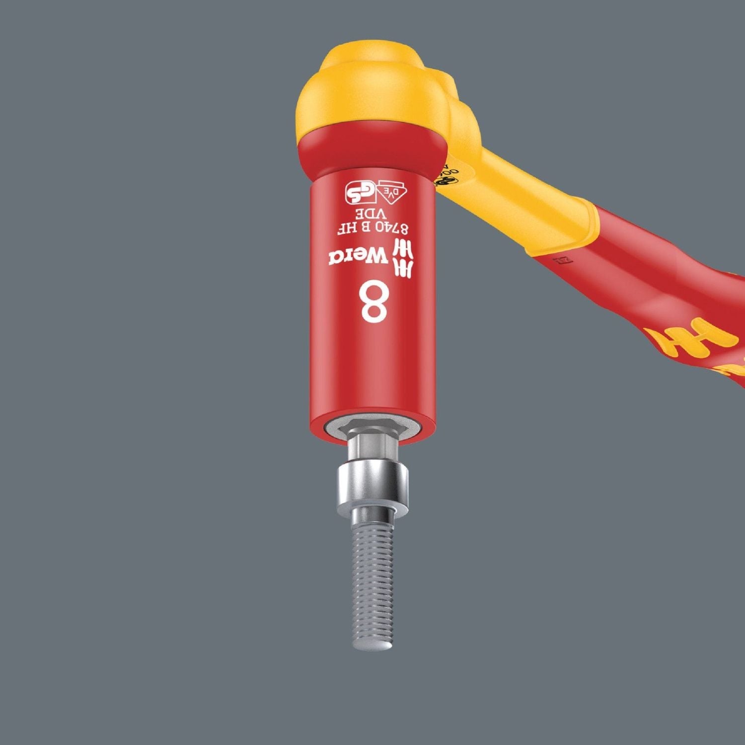 Wera 8740 B VDE Hf Zyklop Hex Bit Socket, Insulated, With Holding Function, 3/8-in. Drive, 4x55-mm.