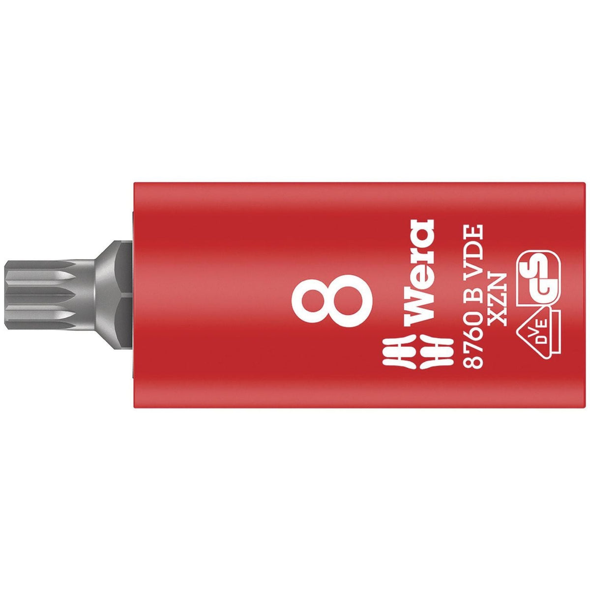 Wera 8760 B VDE Xzn Zyklop Bit Socket, Insulated, 3/8-in. Drive, For Multi-Point Socket Screws, M 8x59-mm.