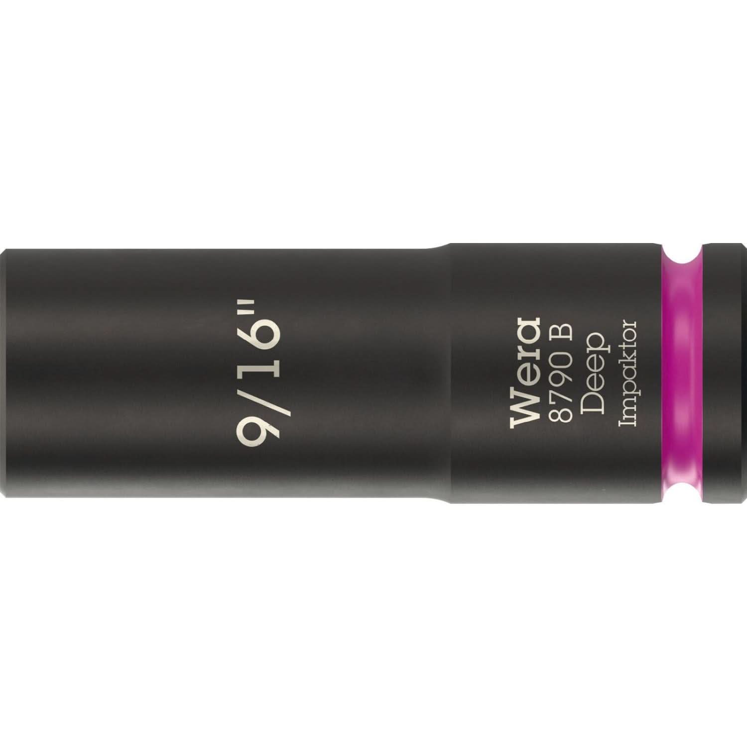 Wera 8790 B Impaktor Deep Socket With 3/8-in. Drive, 9/16-in.x63-mm.