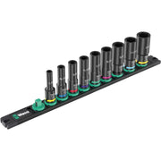 Wera 9661 Magnetic Rail B Impaktor Deep Imperial 1 Socket Set, 3/8-in. Drive, 9-Pieces