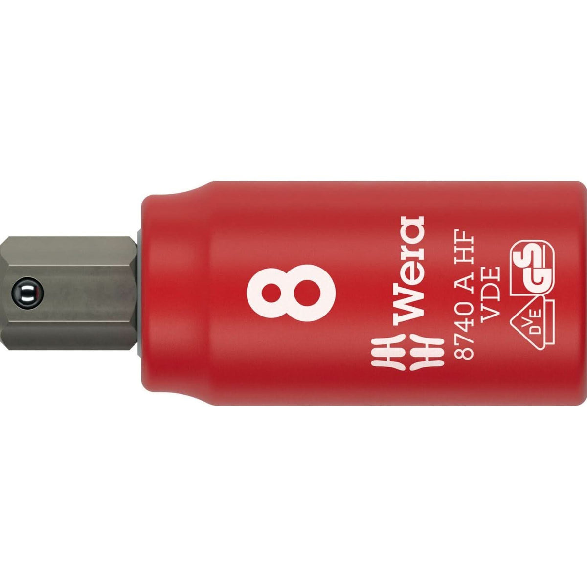 Wera 8740 A VDE Hf Zyklop Bit Socket, Insulated, With 1/4-in. Drive, With Holding Function For Hexagonal Socket Screws, 3x45-mm.