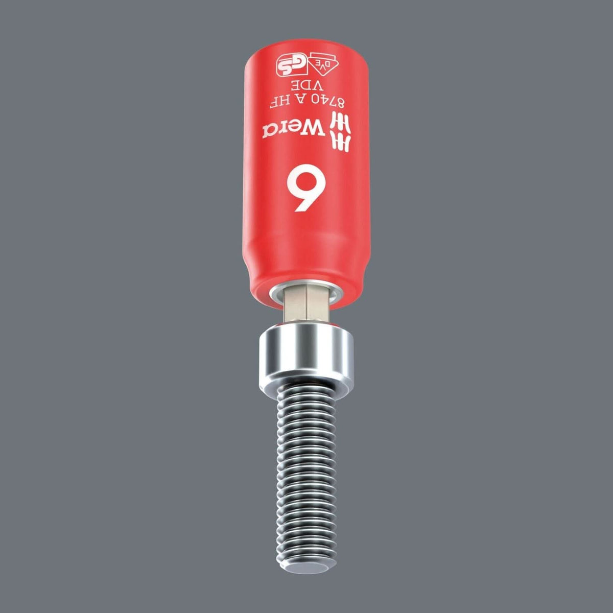 Wera 8740 A VDE Hf Zyklop Bit Socket, Insulated, With 1/4-in. Drive, With Holding Function For Hexagonal Socket Screws, 4x45-mm.