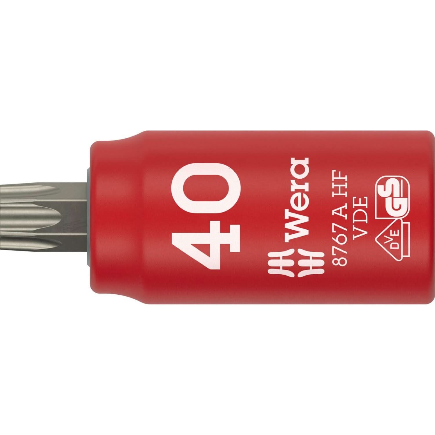 Wera 8767 A VDE Hf Torx Zyklop Bit Socket, Insulated, With 1/4-in. Drive, With Holding Function, Torx 15x36-mm.
