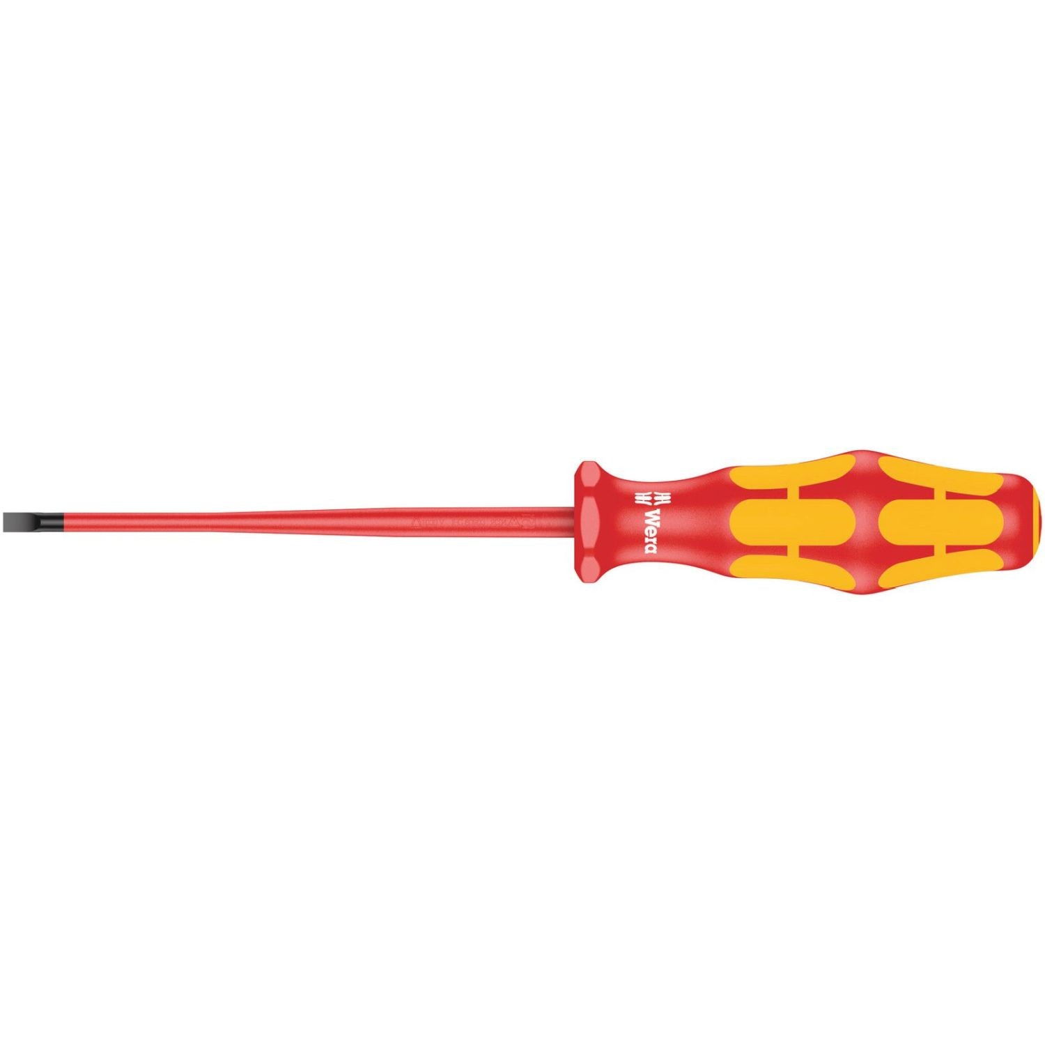 Wera 160 Is VDE Insulated Screwdriver With Reduced Blade Diameter For Slotted Screws, 0.6x3.5x100-mm.