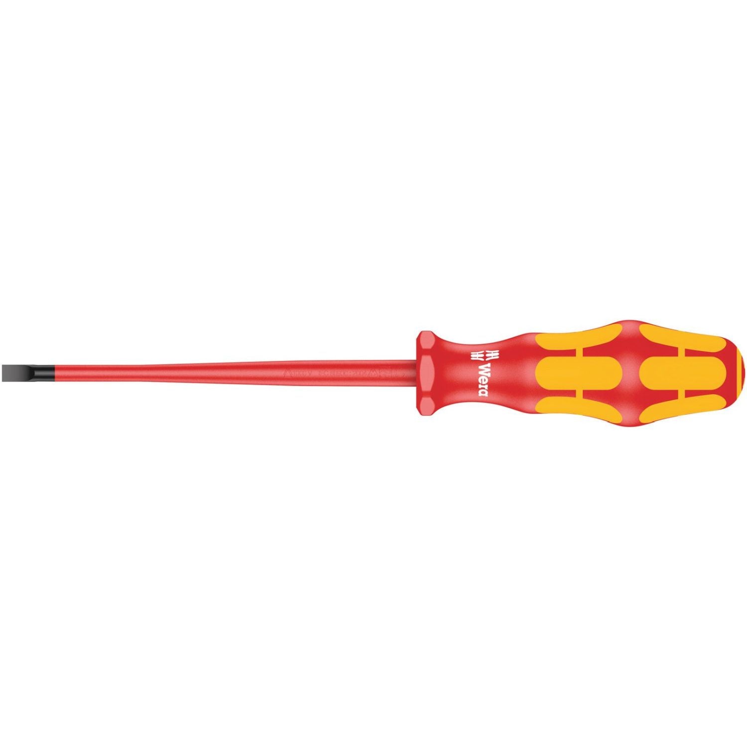 Wera 160 Is VDE Insulated Screwdriver With Reduced Blade Diameter For Slotted Screws, 0.6x3.5x100-mm.
