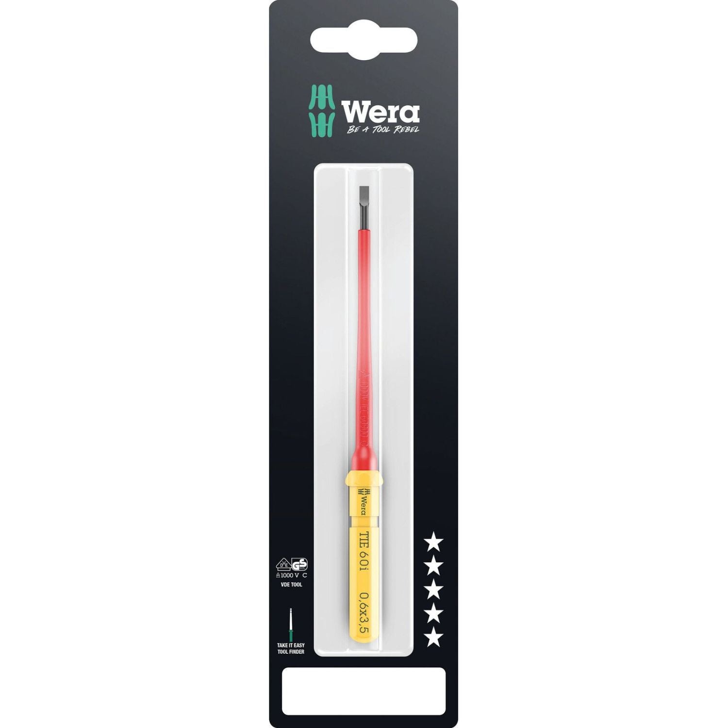 Wera Kraftform Kompakt VDE 60 I Take It Easy SB, 0.6x3.5x157-mm.