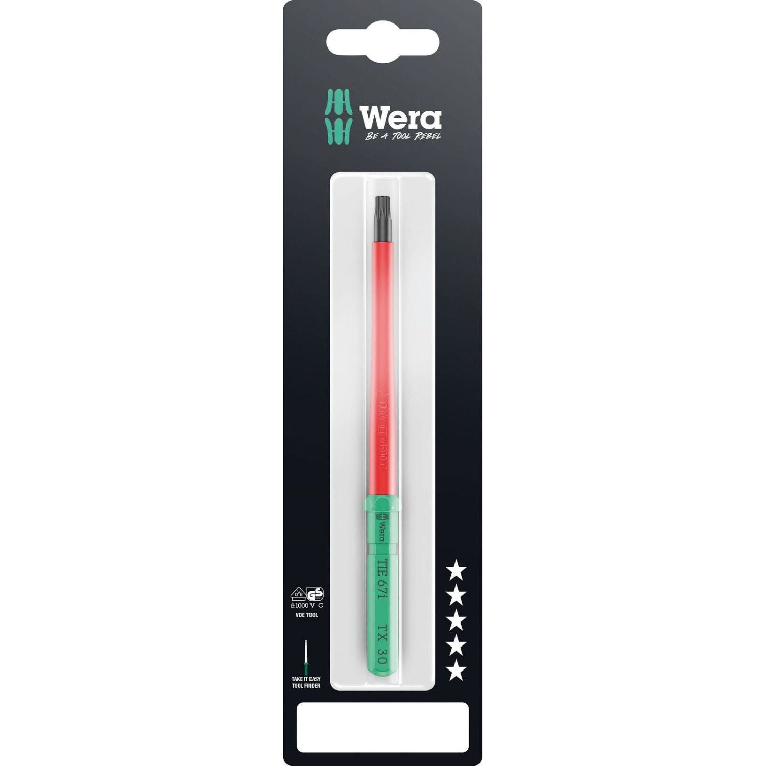 Wera Kraftform Kompakt VDE 67 I Torx Take It Easy SB, Torx 30x157-mm.