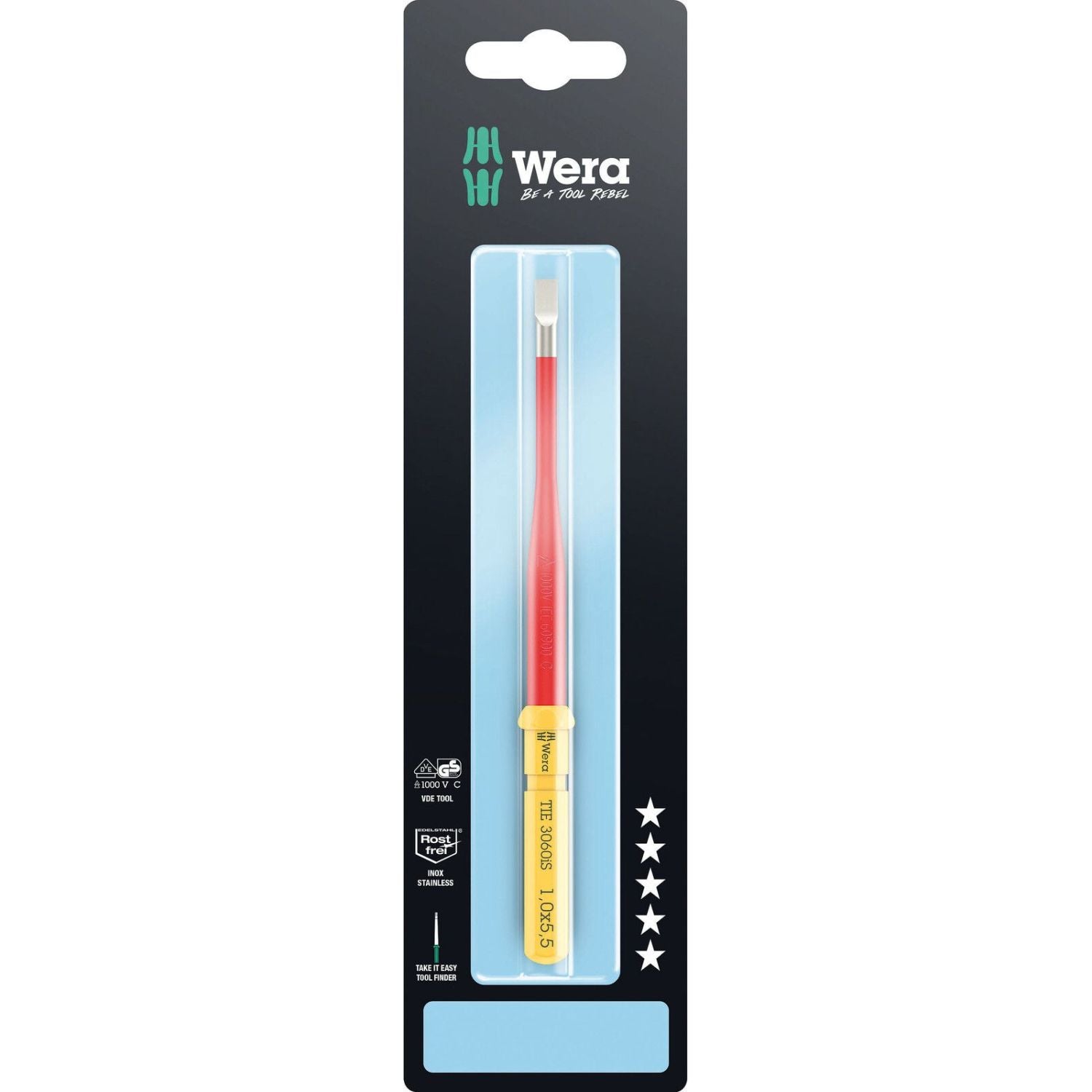 Wera Kraftform Kompakt VDE 3060 Is Take It Easy SB, Edelstahl, 1x5.5x157-mm.