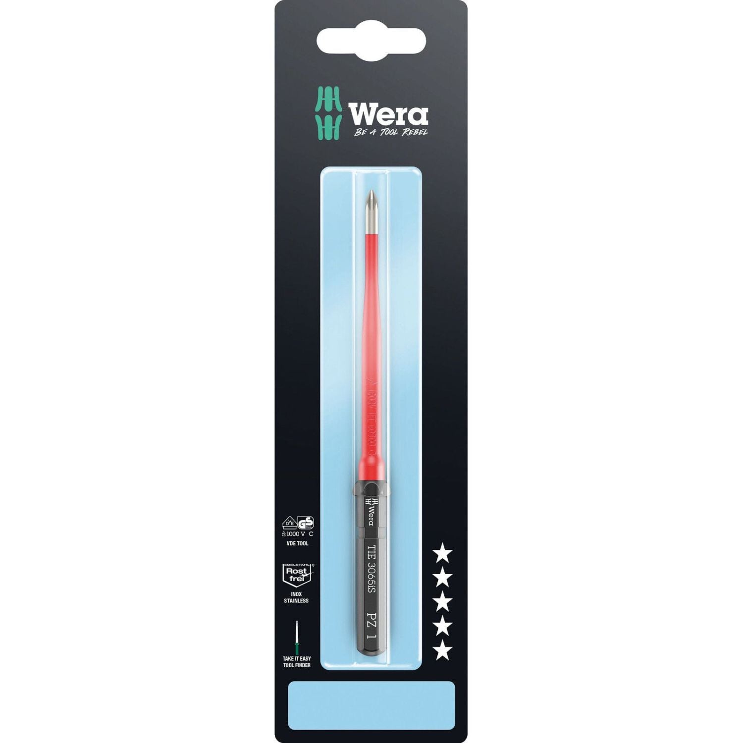 Wera Kraftform Kompakt VDE 3065 Is Pz Take It Easy SB, Stainless Steel, Pz 1x157-mm.