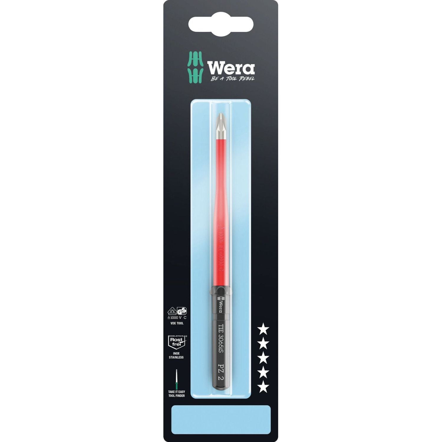 Wera Kraftform Kompakt VDE 3065 Is Pz Take It Easy SB, Stainless Steel, Pz 2x157-mm.