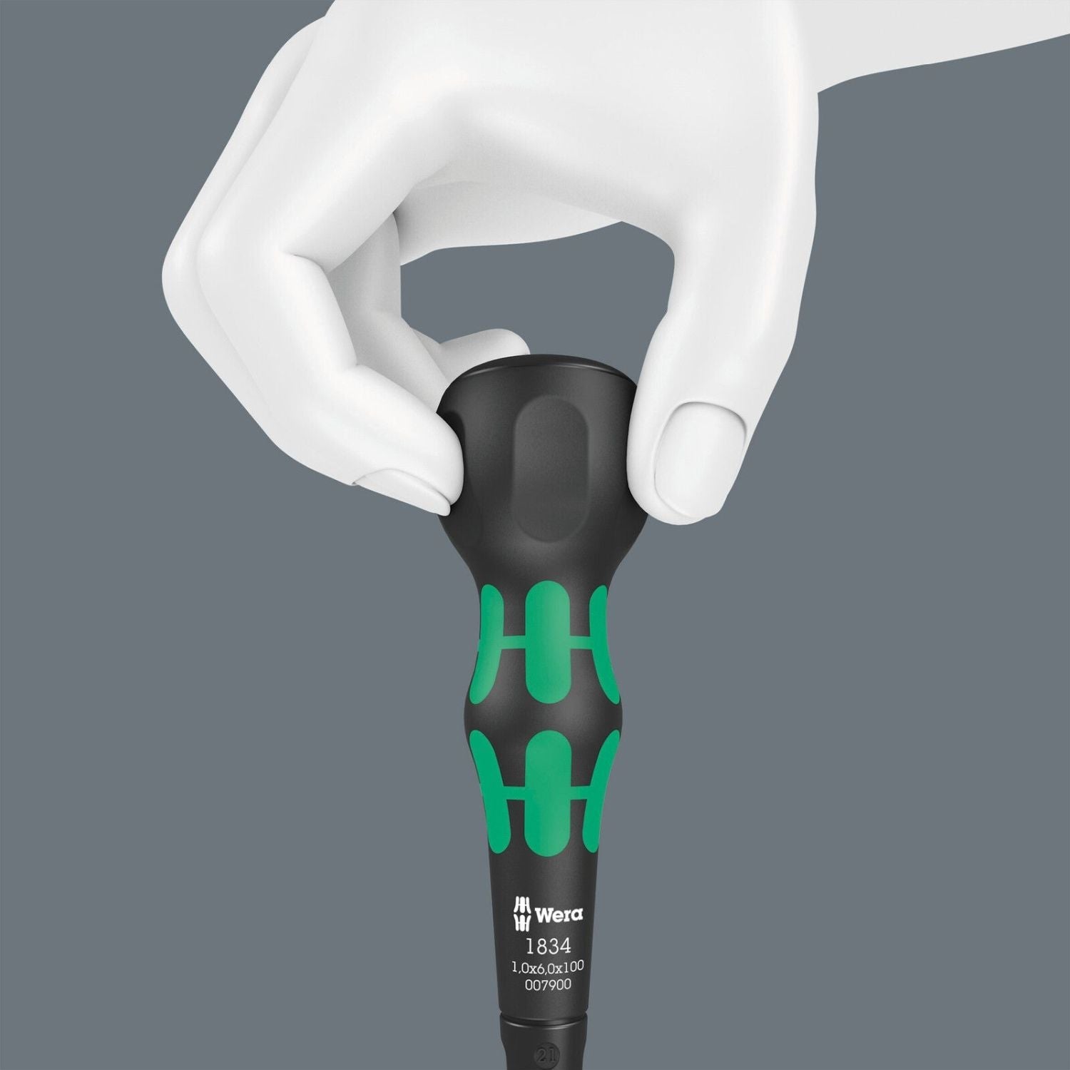 Wera 1834 Kraftform Ball-Grip Slotted Screwdriver - Workshop Blade, 1x6x100-mm.