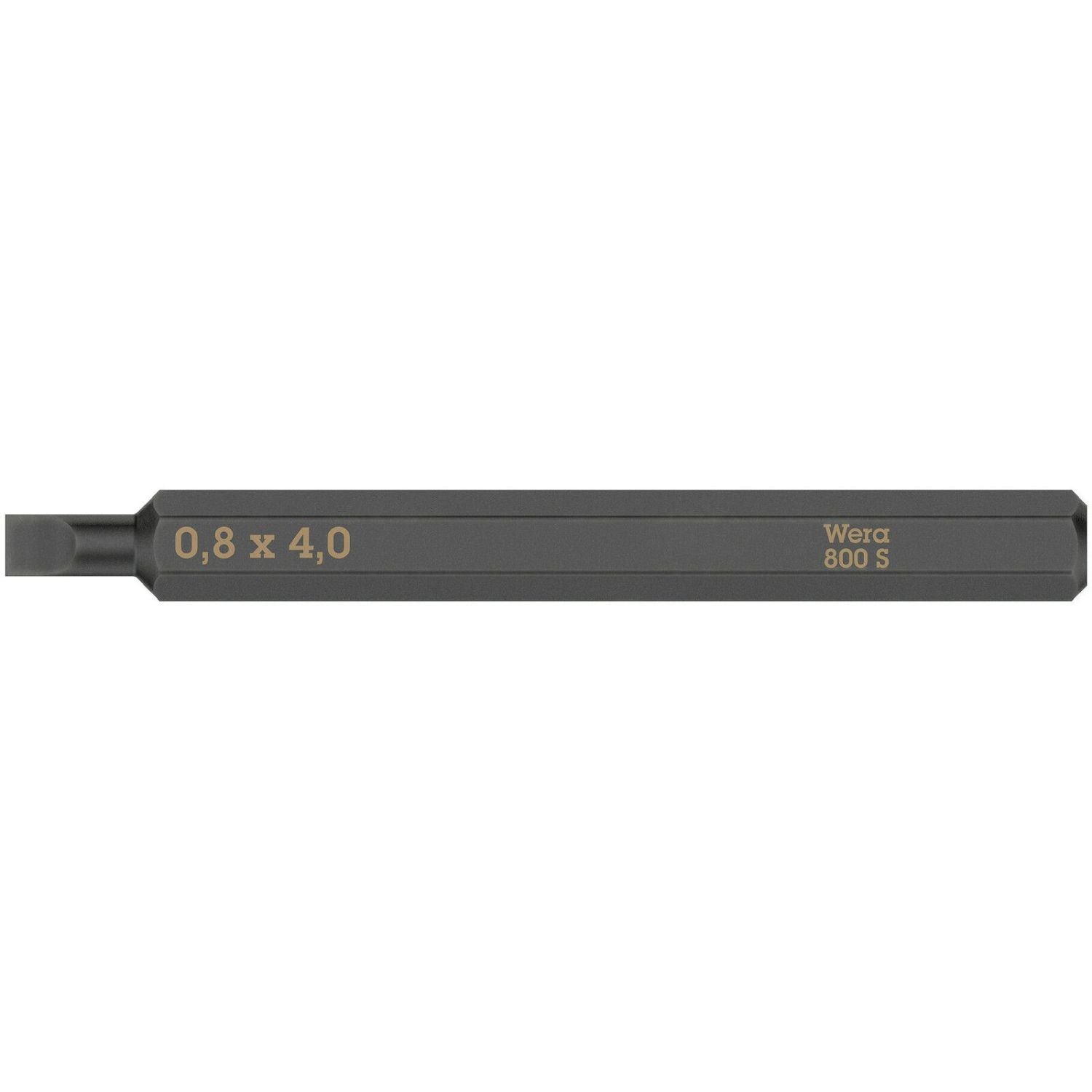 Wera 800 S Slotted Bit For Impact Screwdrivers, 0.8x4x70-mm.