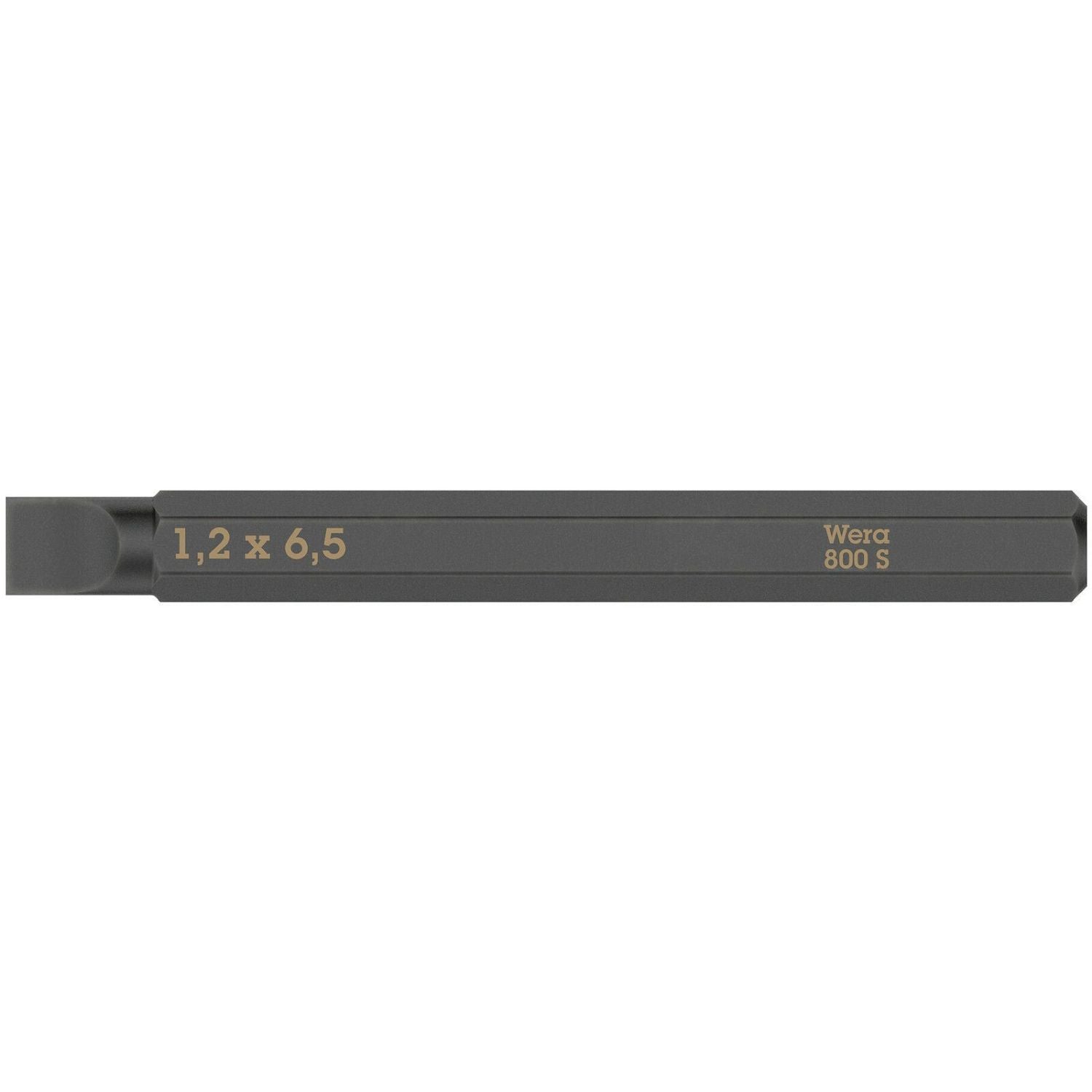 Wera 800 S Slotted Bit For Impact Screwdrivers, 1.2x6.5x70-mm.