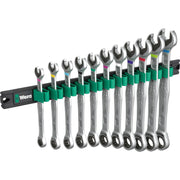 Wera 9630 Magnetic Rail 6000 Joker 1 Ratcheting Combination Wrenches Set, 11-Pieces