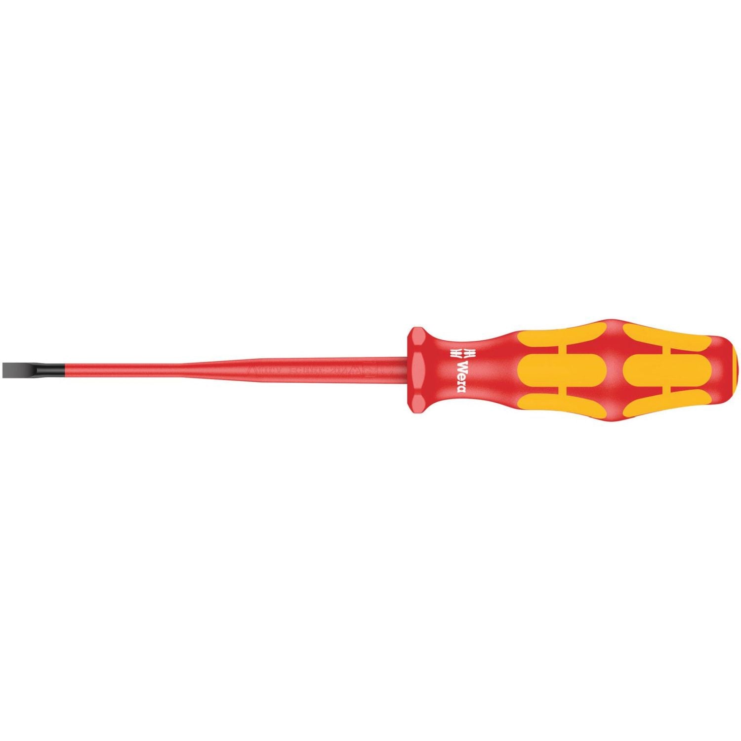 Wera 160 Iss VDE Insulated Screwdriver With Reduced Blade And Handle Diameter For Slotted Screws, 0.8x4x100-mm.