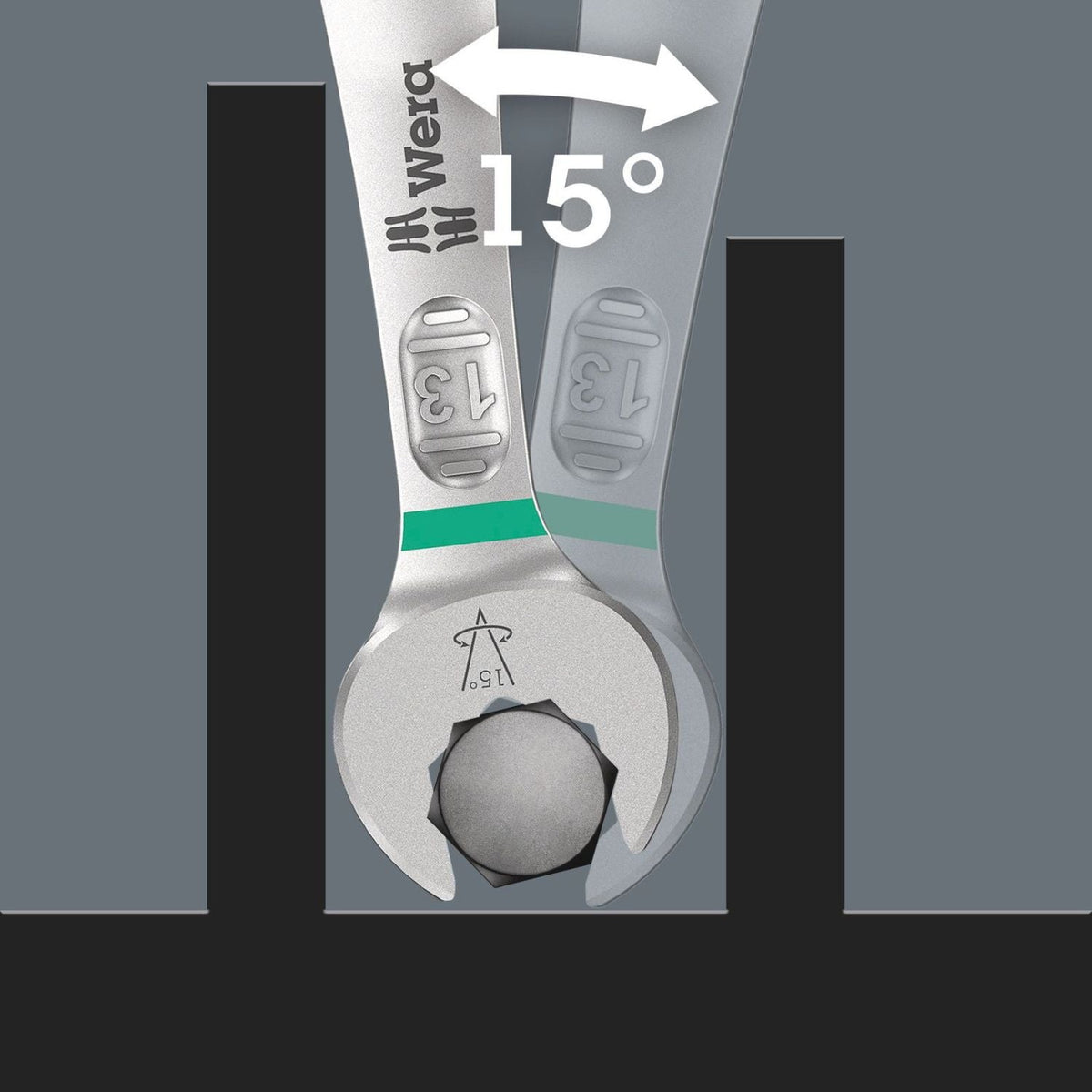 Wera 9642 Magnetic Rail 6003 Joker Imperial 1 Ring Spanner Set, 8-Pieces