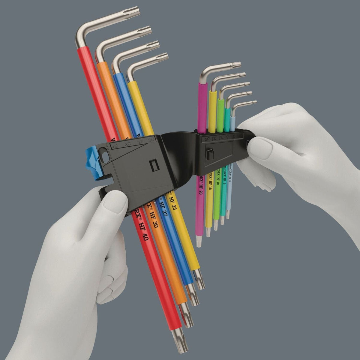 Wera 3967/9 Torx Sxl Multicolour Hf Stainless 1 L-Key Set With Holding Function, Stainless, 9-Pieces