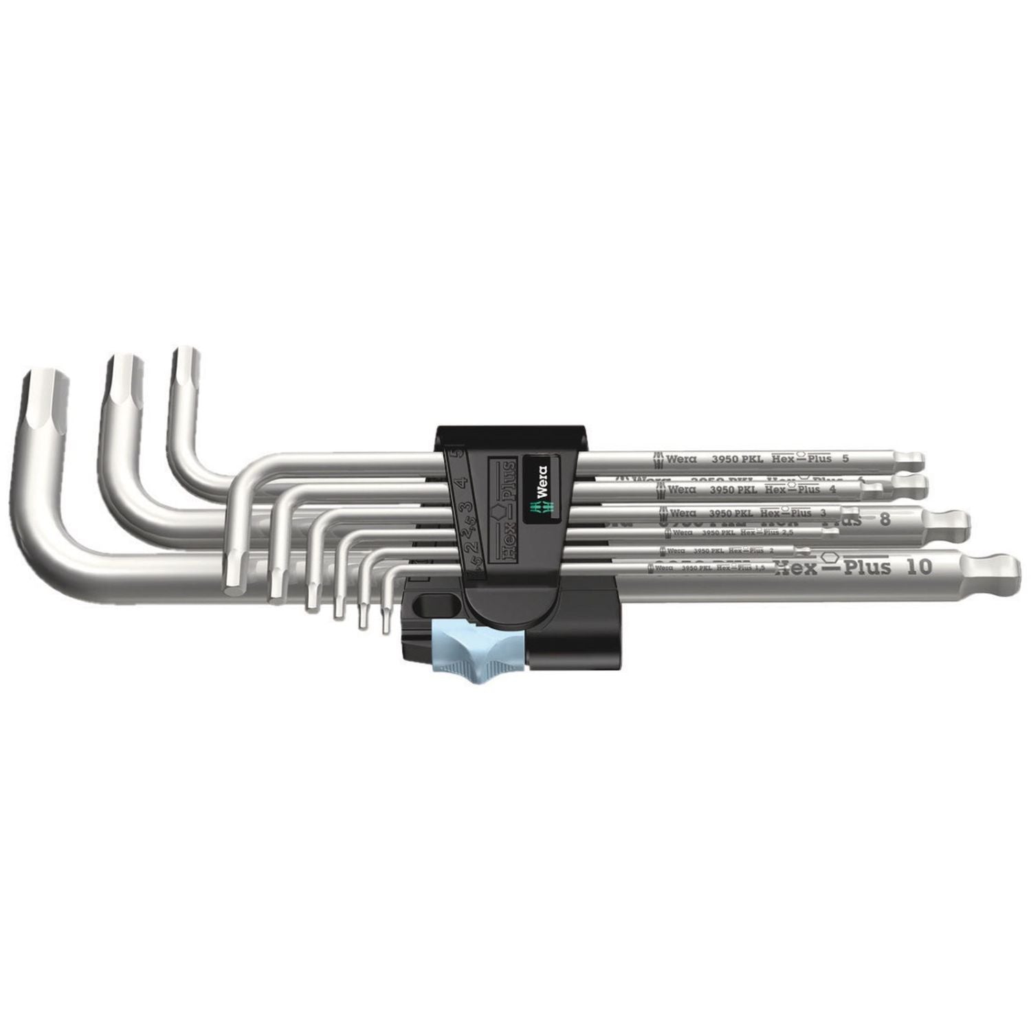 Wera 3950/9 Hex-Plus Stainless 1 L-Key Set, Metric, Stainless, 9-Pieces