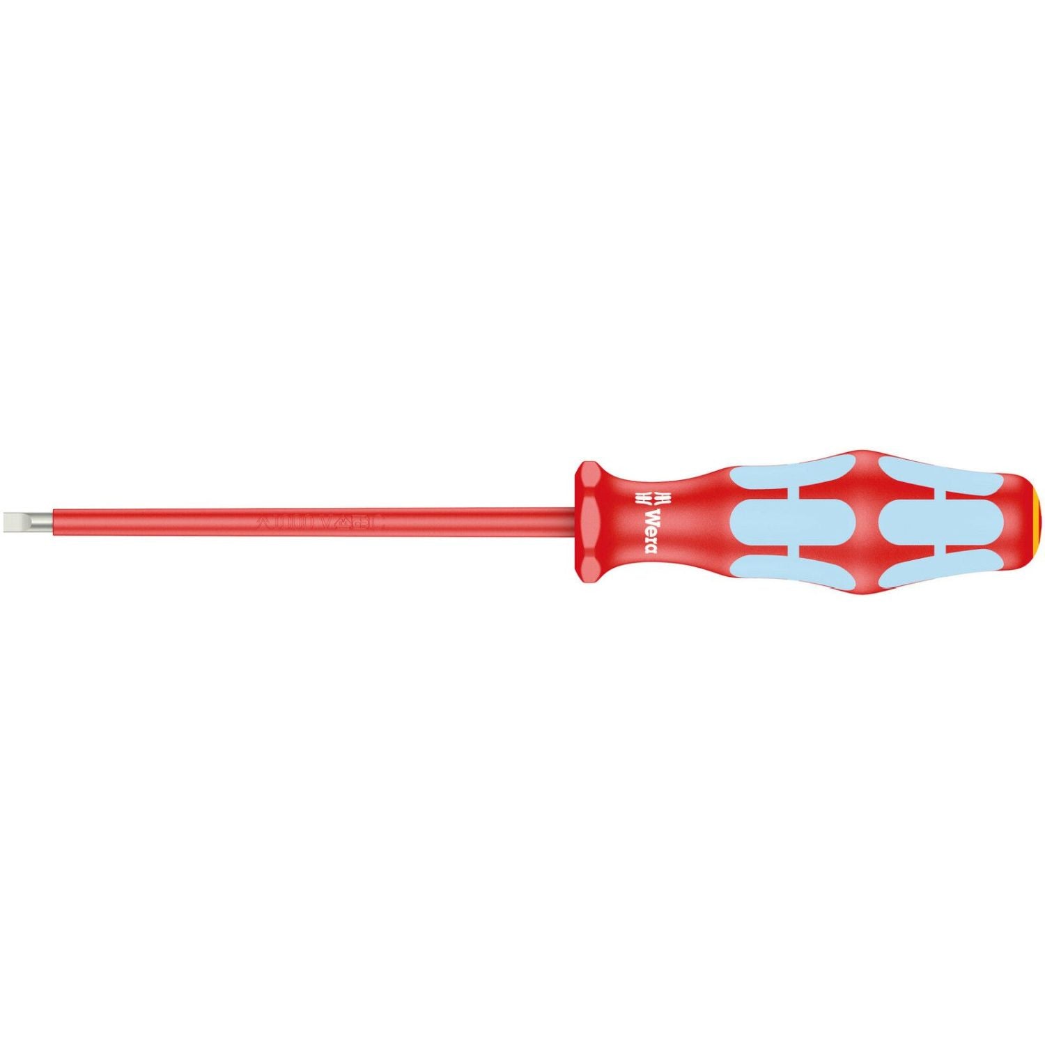 Wera 3160 I VDE Insulated Screwdriver For Slotted Screws, Stainless, 0.6x3.5x100-mm.