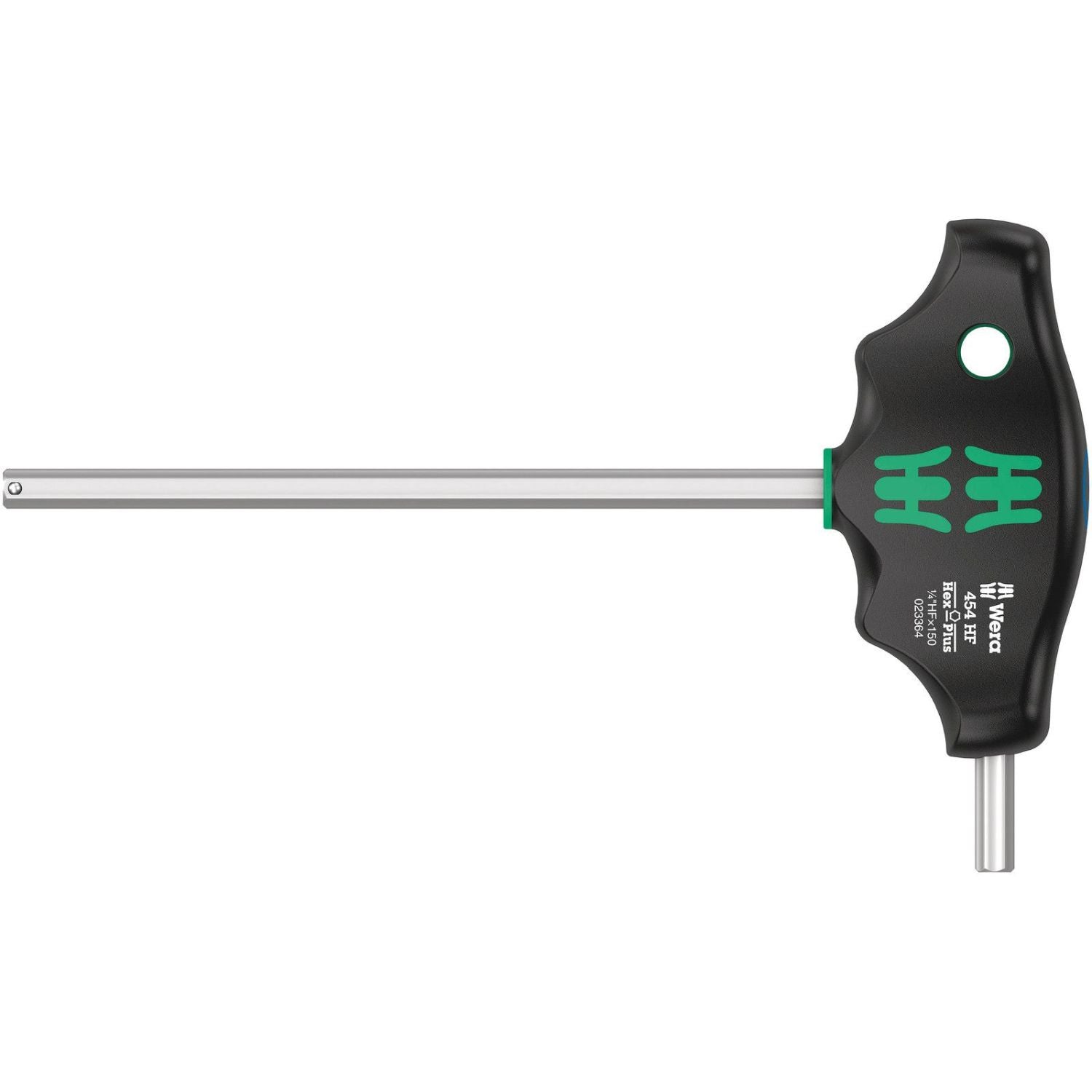 Wera 454 Hf T-Handle Hexagon Screwdriver Hex-Plus With Holding Function, Imperial, 1/4-in.x150-mm.