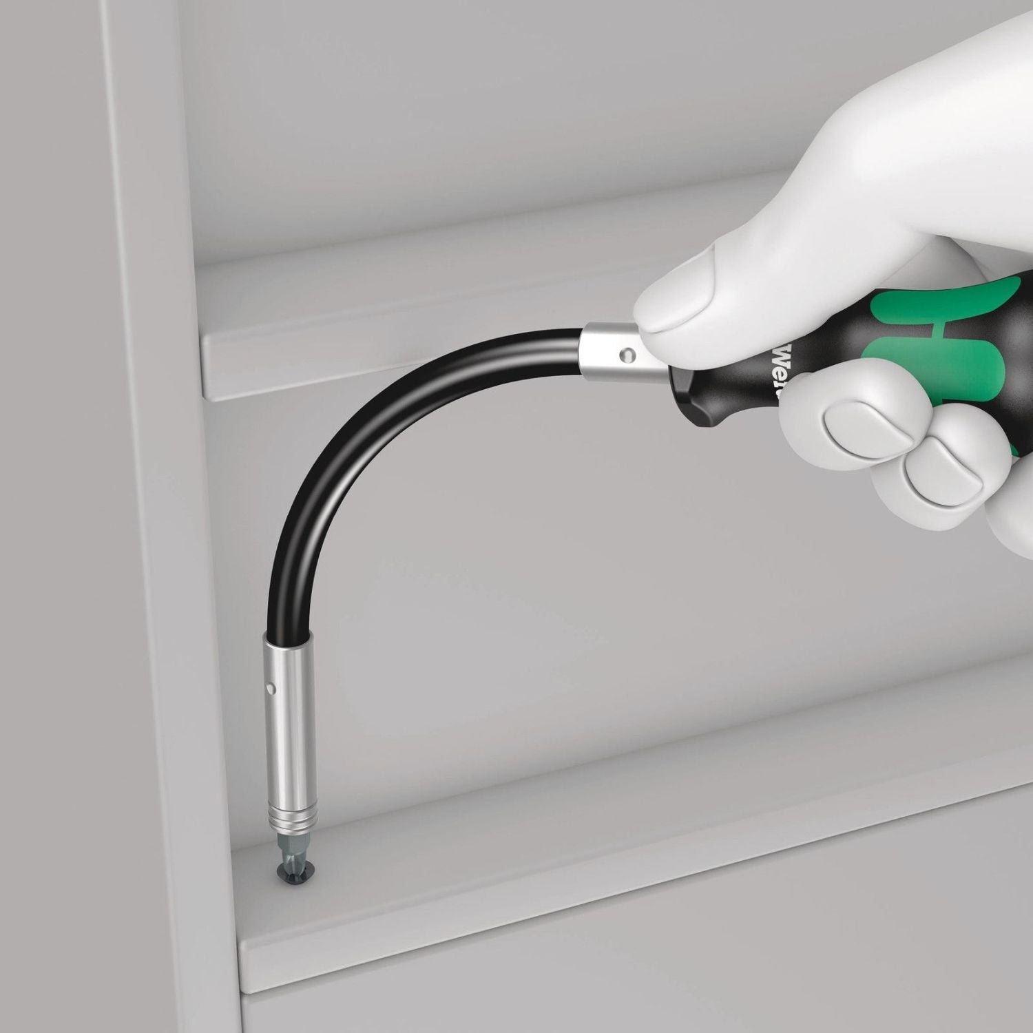 Wera 393 S Bitholding Screwdriver Extra Slim With Flexible Shaft, 1/4-in.x173.5-mm.