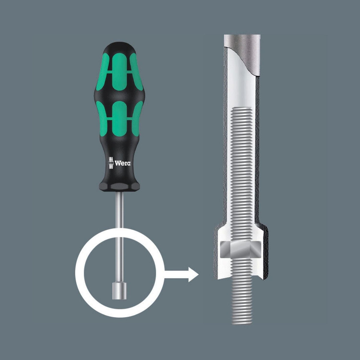 Wera 395 Ho Nutdriver, 7/16-in.x90-mm.