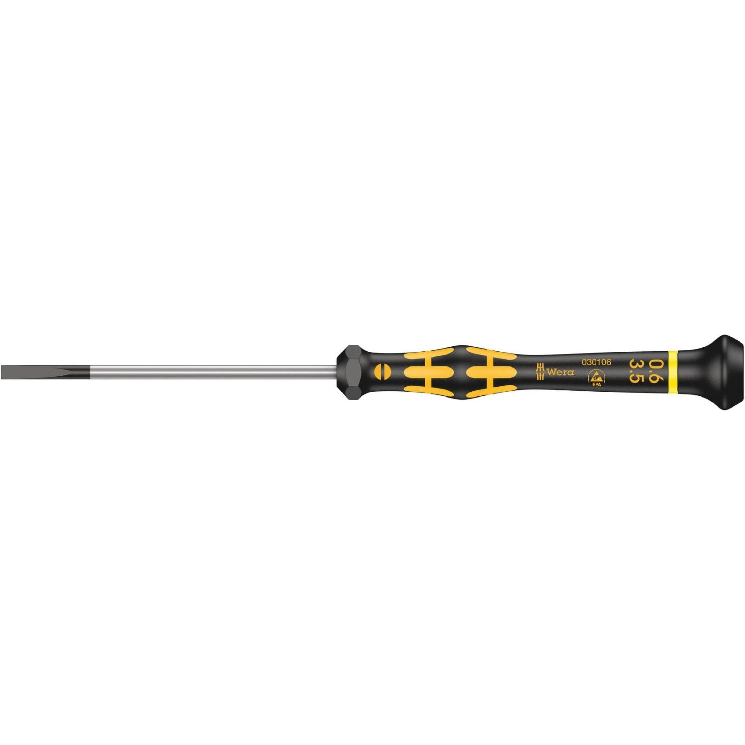 Wera 1578 A Esd Kraftform Micro Screwdriver For Slotted Screws, 0.60x3.5x80-mm.