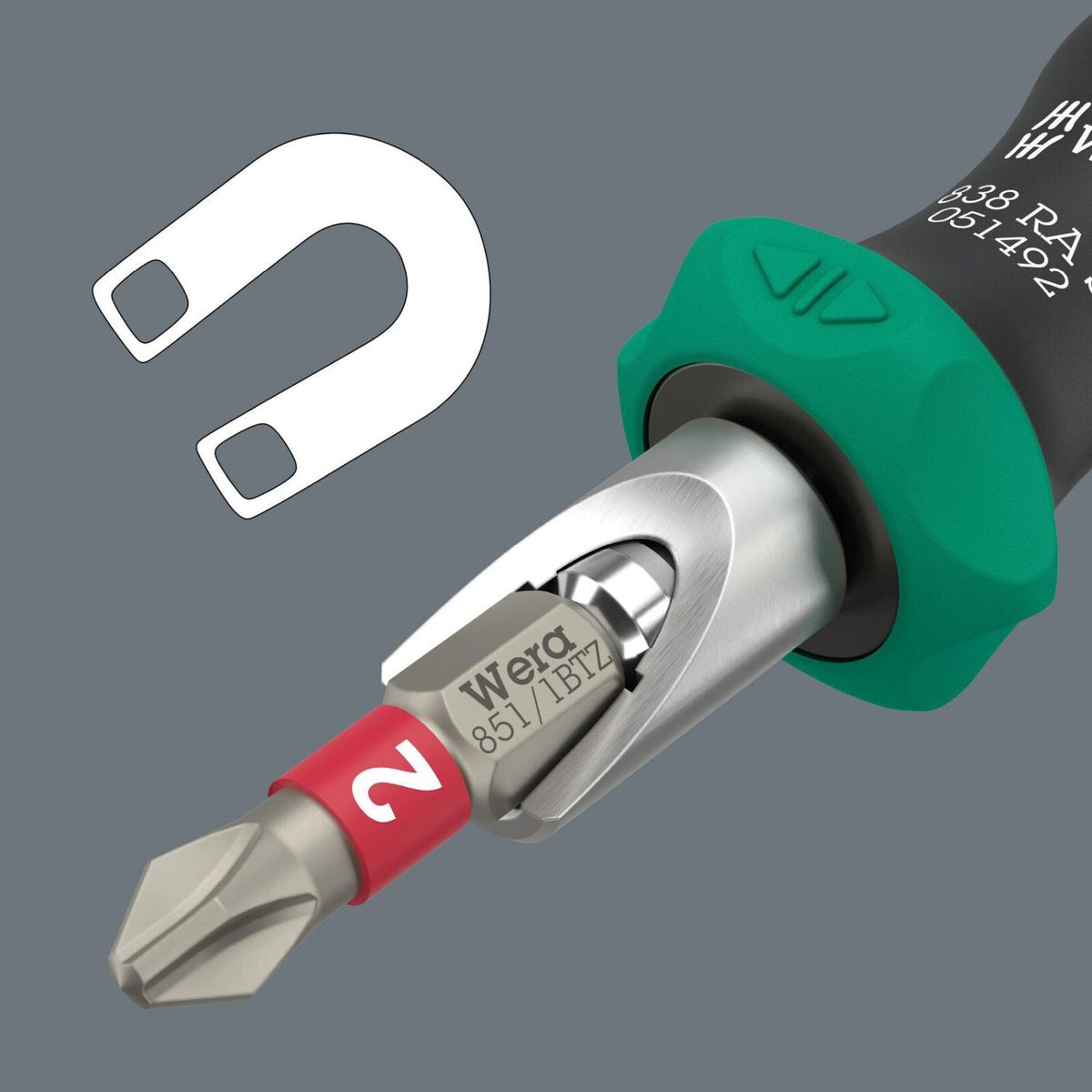 Wera 838 Ra S Bit-Holding Handle With Ratchet Functionality, 1/4-in., 1/4-in.x102-mm.