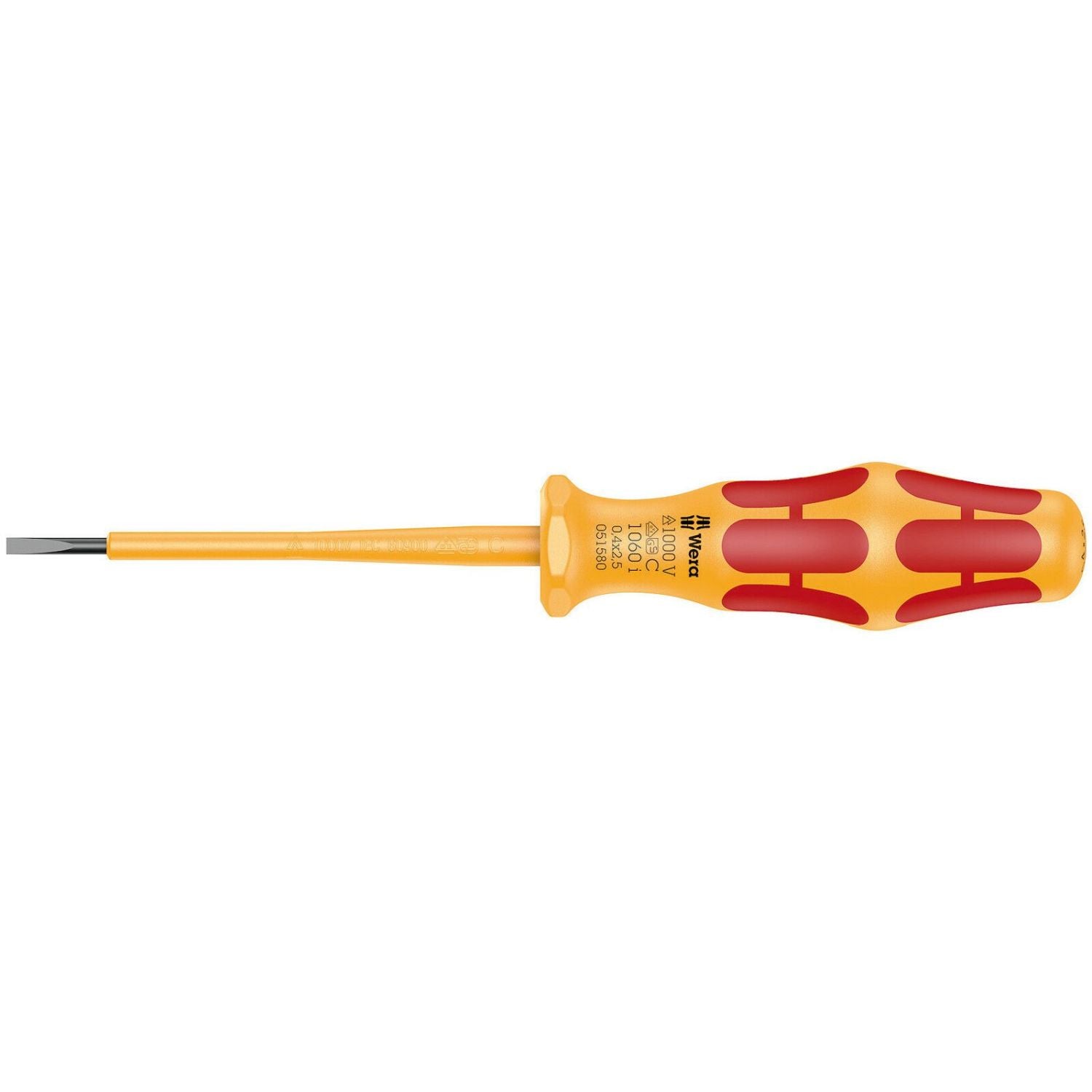 Wera 1060 I Vde-insulated Kraftform Slotted Screwdriver, 0.4x2.5x80-mm.