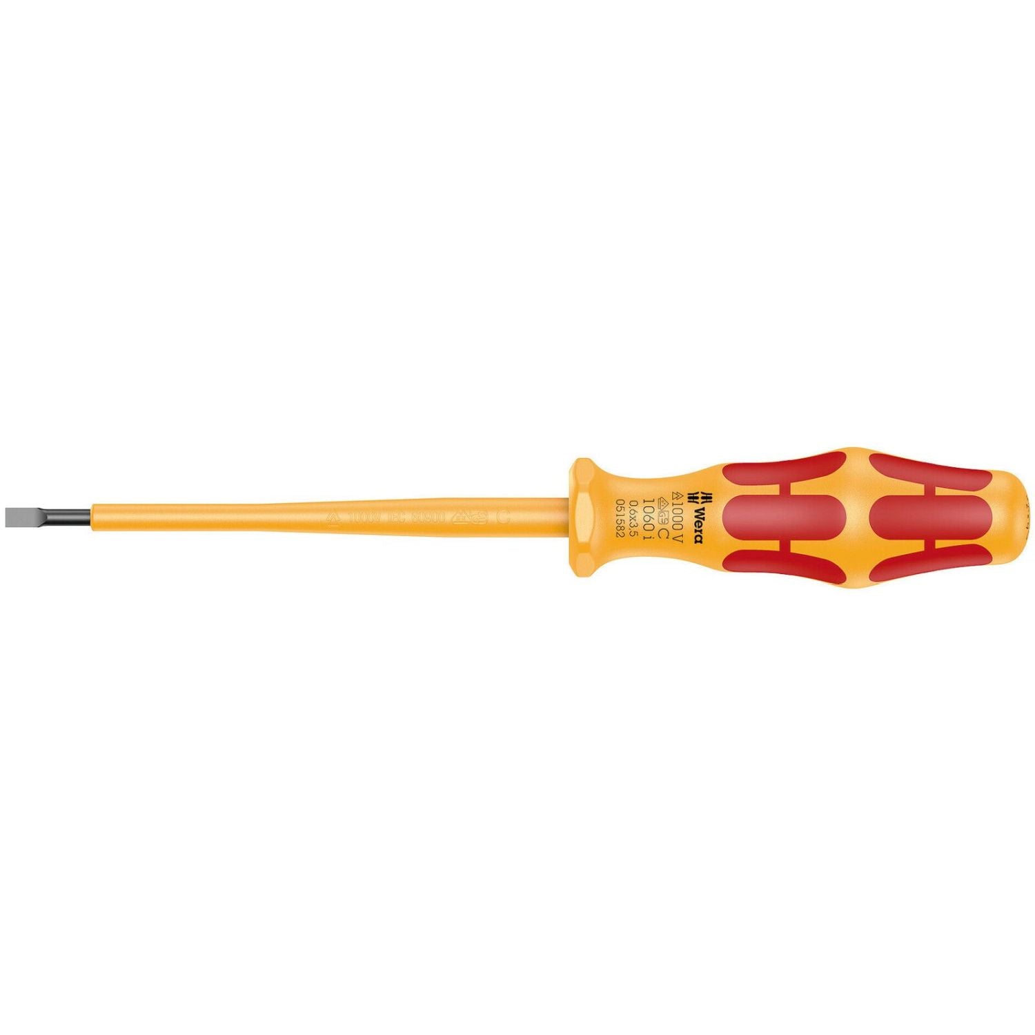 Wera 1060 I Vde-insulated Kraftform Slotted Screwdriver, 0.6x3.5x100-mm.