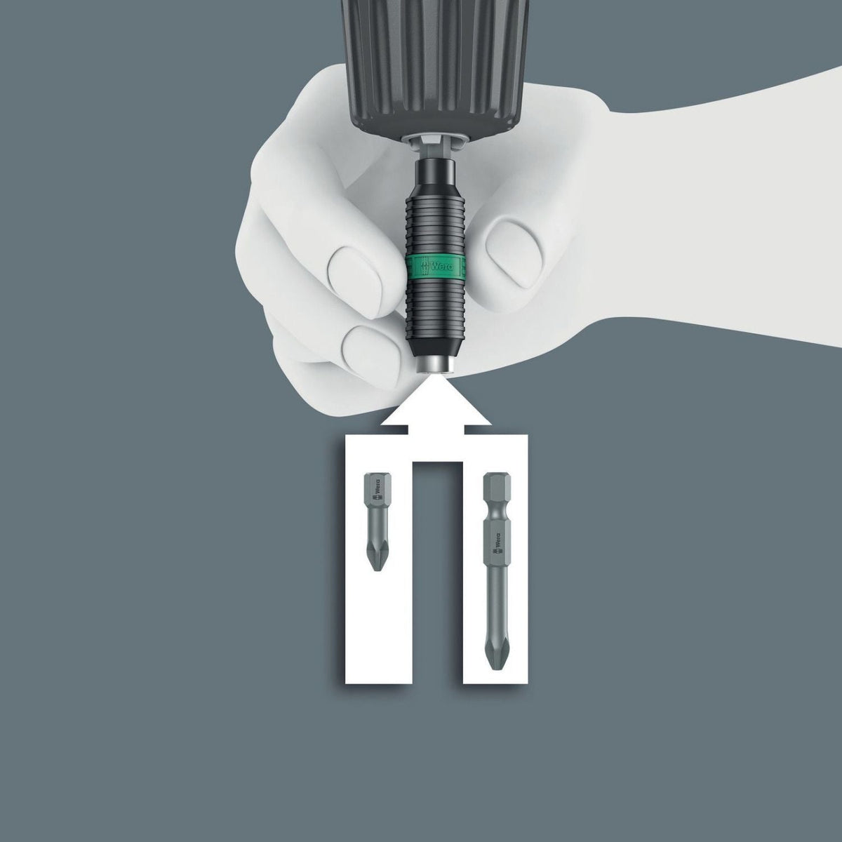 Wera 897/4 R Rapidaptor Bitorsion Universal Bit Holder, 1/4-in.x75-mm.