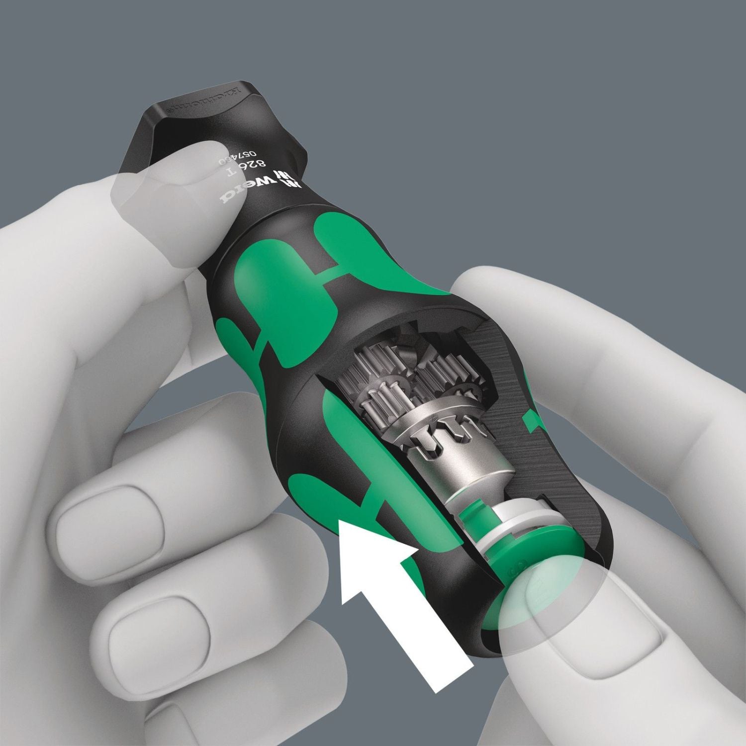Wera 826 T Kraftform Turbo Bitholding Handle With Rapidaptor Quick-Release Chuck, 1/4-in.x146-mm.