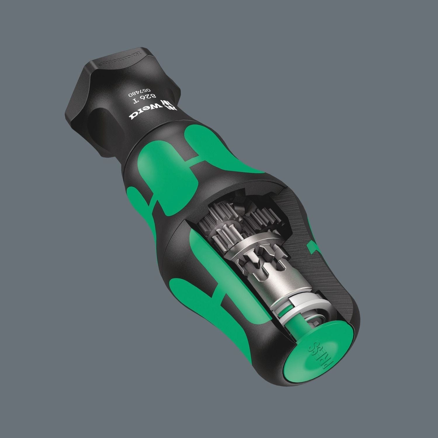 Wera 826 T Kraftform Turbo Bitholding Handle With Rapidaptor Quick-Release Chuck, 1/4-in.x146-mm.
