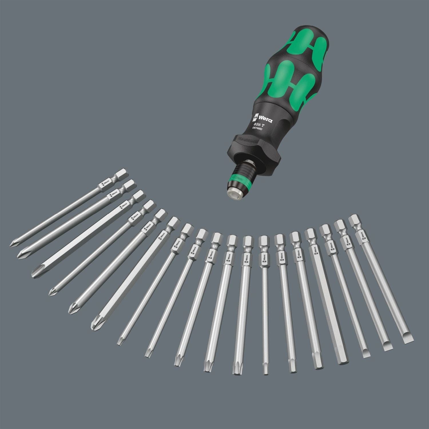 Wera 826 T Kraftform Turbo Bitholding Handle With Rapidaptor Quick-Release Chuck, 1/4-in.x146-mm.