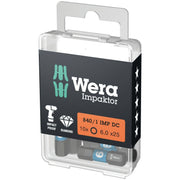 Wera 840/1 Imp Dc Hex-Plus Diy Impaktor Bit, 6x25-mm., 10-Pieces