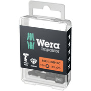 Wera 868/1 Imp Dc Diy Impaktor Square Head Socket Bit, # 3x25-mm., 10-Pieces
