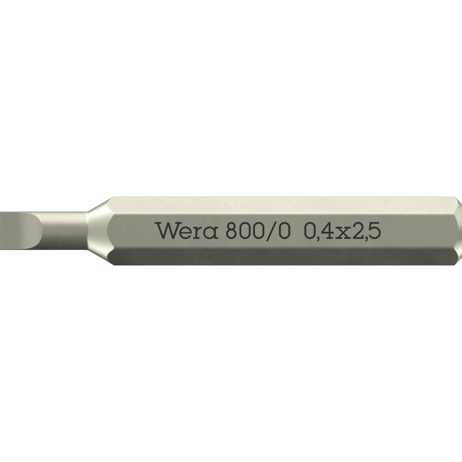 Wera 800/0 Micro Bit For Slotted Screws, 0.40x2.5x30-mm.