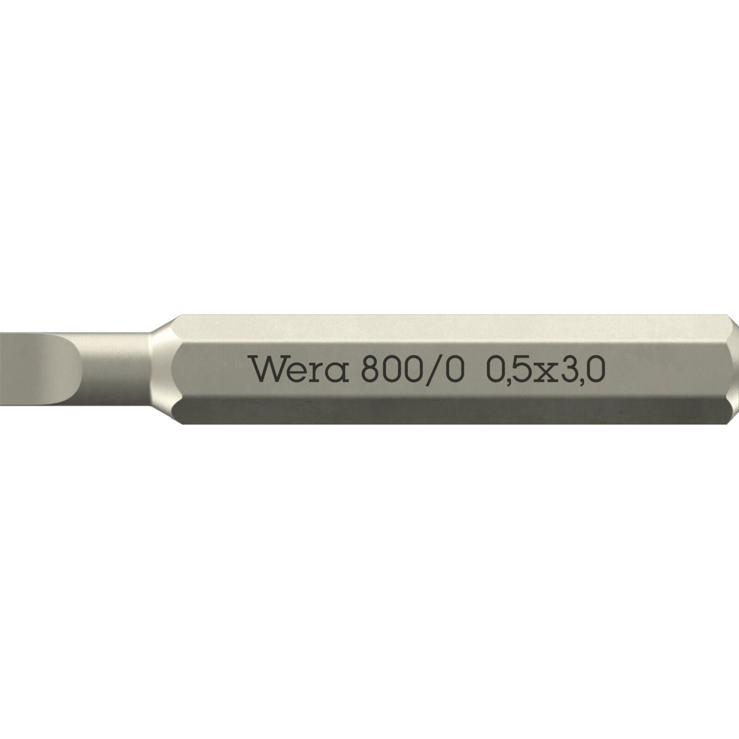 Wera 800/0 Micro Bit For Slotted Screws, 0.50x3x30-mm.