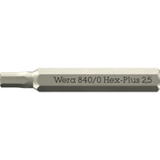 Wera 840/0 Hex-Plus Micro Bit For Hexagonal Socket Head Screws, 2.5x30-mm.