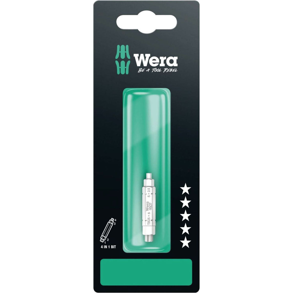 Wera 9507 SB 4-in-1 Bit 2, 2.5; 5; 6xTorx 25x37-mm.