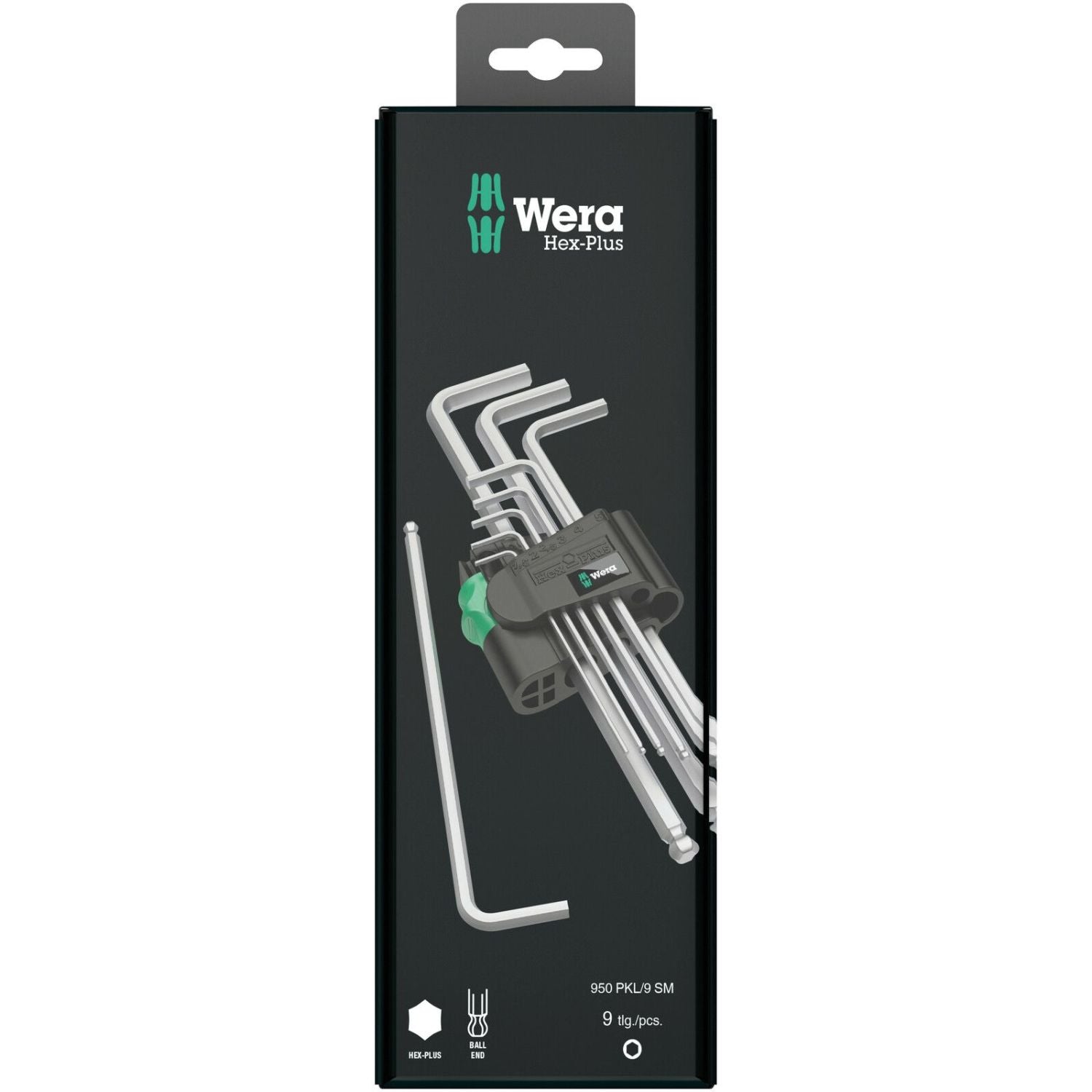 Wera 950/9 Hex-Plus 1 SB L-Key Set, Metric, Chrome-Plated, 9-Pieces